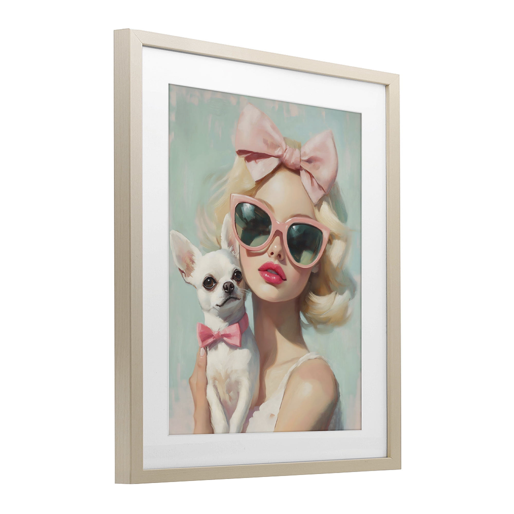 Stupell Industries Girl with Chihuahua Birch Framed Print Under Glass, design by The Prints Vibe