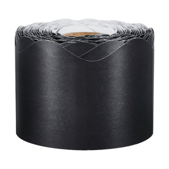 65.6Ft Bulletin Board Border, Black Scalloped Trim with Wavy Line Design