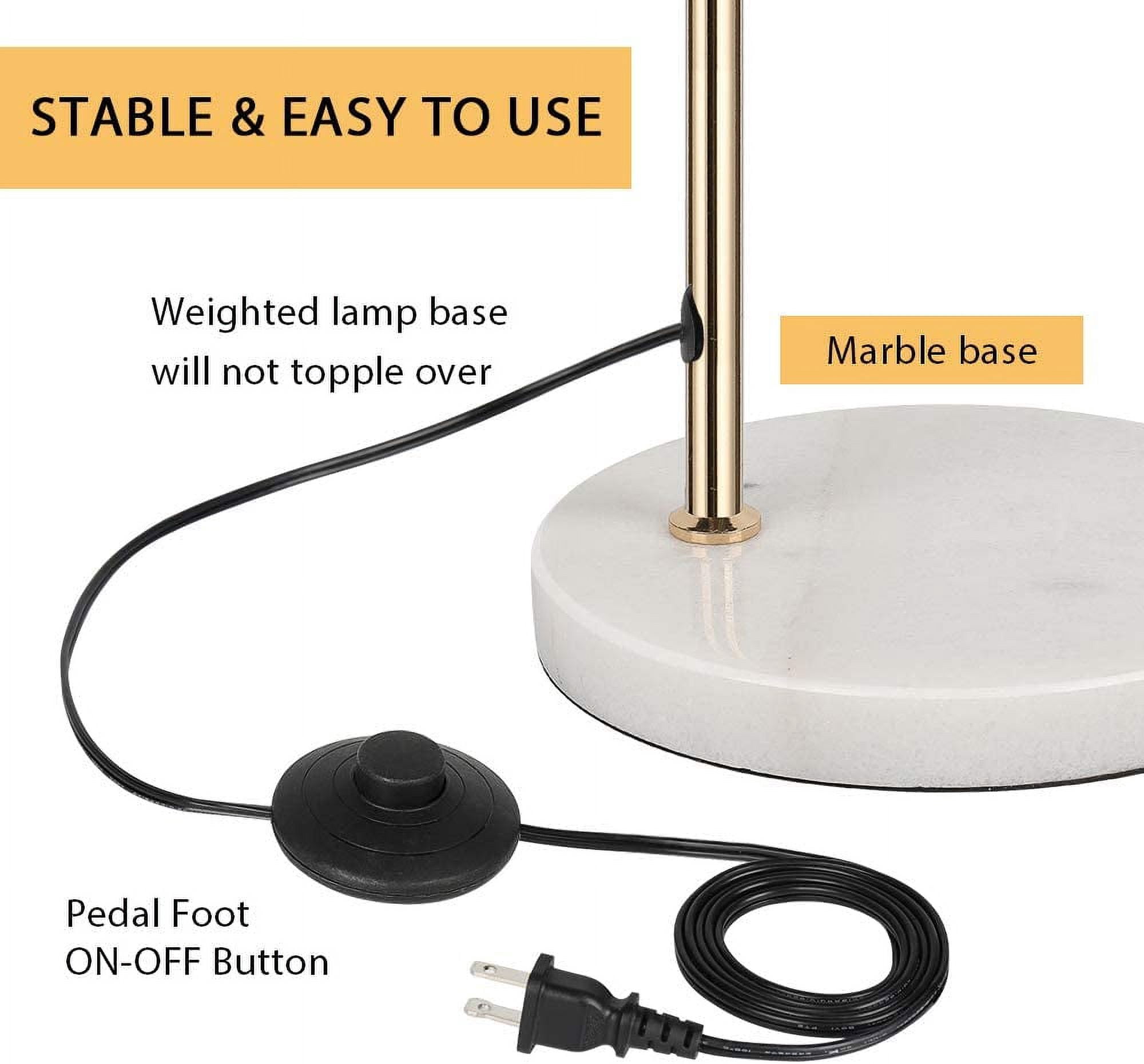 Minimalist Metal Industrial Standing Lamp with Marble Base, Gold
