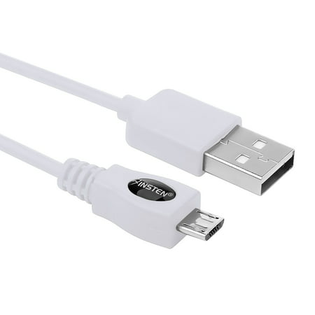 Insten 6FT Micro USB Cable Charging Cord White for Samsung Galaxy S7 S6 S5 S4 Note 5 4 3 2 Core Grand Prime J1 J3 J7 LG Aristo K7 K8 K10 K4 K3 G4 G3 G Pro Flex Stylo 3 2 Stylus X Style ZTE Maven ZMAX