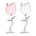 thumbnail image 3 of Rose Flower Glasses, Creative Red Glass, Rose Flower Goblet Juice Glass for Party Dinner Wedding Festival Kitchen Bar Celebration,Green Leaf ,280ML/2PCS, 3 of 11