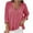 Pink, variant on ABATAB 3/4 Sleeve Tops for Women Cotton Linen Summer V Neck Plain T Shirts Casual Cute Button down Loose Dressy Tunic Blouses