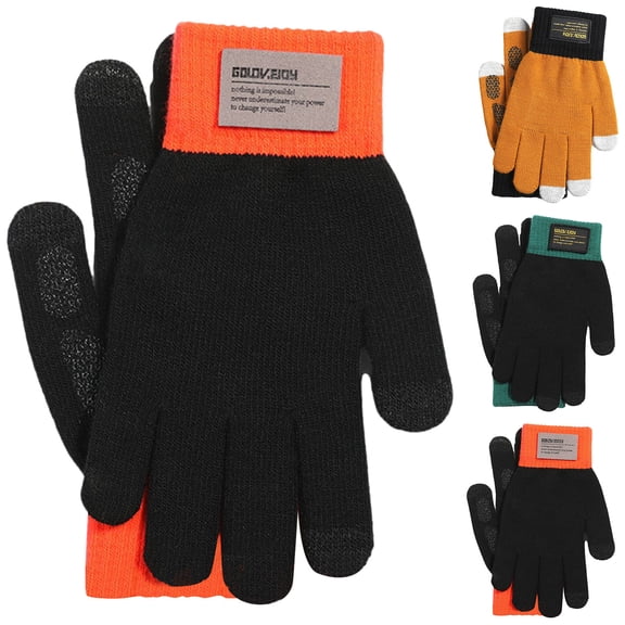 Hellosay Warm Gloves for Men Thermal Warm Christmas Gifts Orange
