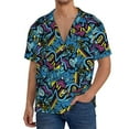 thumbnail image 3 of Xecao offers the Love Music for Men's Casual Short-sleeved Shirt, a button-up collared shirt with a pocket, perfect for beach vacations and yacht travel in the 3X-Large size., 3 of 7