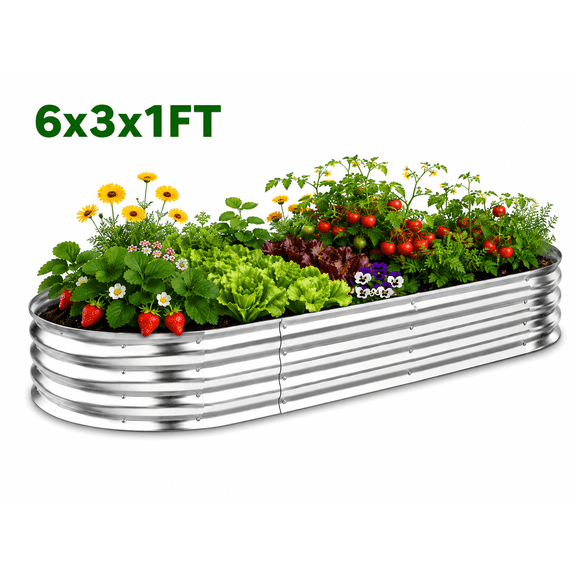CityOut Raised Garden Bed Kit,6×3×1ft Raised Garden Boxes Outdoor for Vegetables and Flowers,Silver