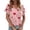 Pink, variant on Womens Short Sleeve Shirts V-Neck Y2K Summer Tops Love Heart Print Spring Tee