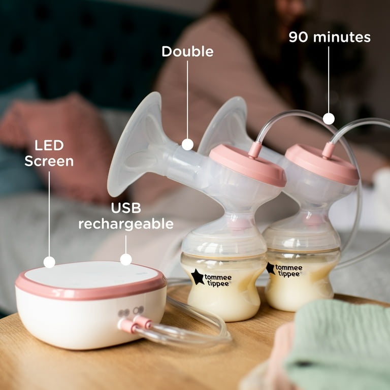 Tommee Tippee Made for Me Double Electric Breast Pump, USB Rechargeable |  Quiet, Portable, Lightweight