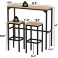 thumbnail image 4 of AECOJOY 3 Pieces Outdoor Bar Set of 2, Outdoor Weather Proof High Top Table and Chairs 47" Rectangular Pub Height High Top Bar Table for Balcony, Backyard, Porch, 4 of 8