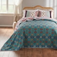 thumbnail image 3 of Greenland Home Fashions Thalia Reversible Cotton Quilted Bedspread Set, Velvet Embellished. Jumbo Size 3-Piece Queen, Tango, 3 of 7