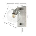 thumbnail image 3 of JONATHAN Y Hugo 6" 1-Light Minimalist Modern Plug-In or Hardwired Adjustable Iron LED Wall Sconce with Rotary Dimmer, Nickel with Clear Globe, 3 of 9