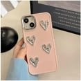 thumbnail image 4 of for iPhone 14 Case, [Shiny Silver 3D Hearts] [With Luxury Pearl Bracelet] [Shiny Electroplated Love Shape Decoration] Soft TPU Shock and Shock Resistant, Suitable for Women and Girls 6.1" pink, 4 of 7