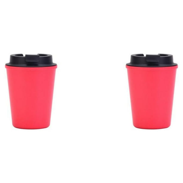 Bewildely Botella de bebida Taza de agua Taza térmica Exquisito estudiante de larga duración Oficina Multiusos Jugo de café Suministros para Rojo 350ml 2Conjunto