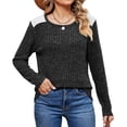 thumbnail image 2 of Camisas de Larga y Cuello Redondo para Mujer, Corte Holgado, Estilo Túnica Informal Elegante, Suéter, Ropa de Otoño e Invierno Negro XXL, 2 of 10