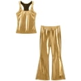 thumbnail image 5 of Alvivi Women's Disco Dance Outfits Metallic Racerback Tank Top with Flare Leg Pants Sets Gold S, 5 of 7