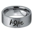 thumbnail image 2 of Tungsten Optomistic Hope Awareness Ribbon Band Ring 8mm Men Women Comfort Fit Gray Flat Cut Brushed Polished, 2 of 4