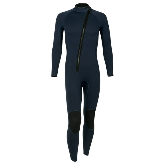 Xnihocha Men 3mm Neoprene Long Sleeve Surfing Diving Wetsuit Diagonal Zipper Swim Jumpsuit Stretchy Swimsuit Dark Blue L