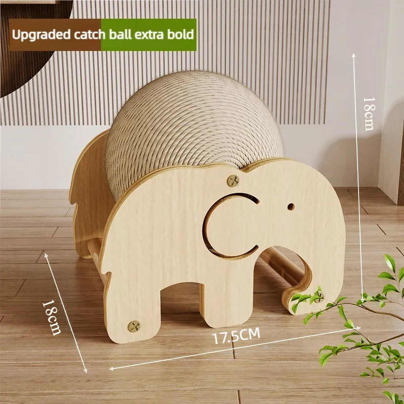 Cat Grab Toy, Natural sisal Grab Toy, Rotating cat and Dog Ball Toy, Indoor Interactive pet Toy (Medium, The Elephant cat Catches The Ball)