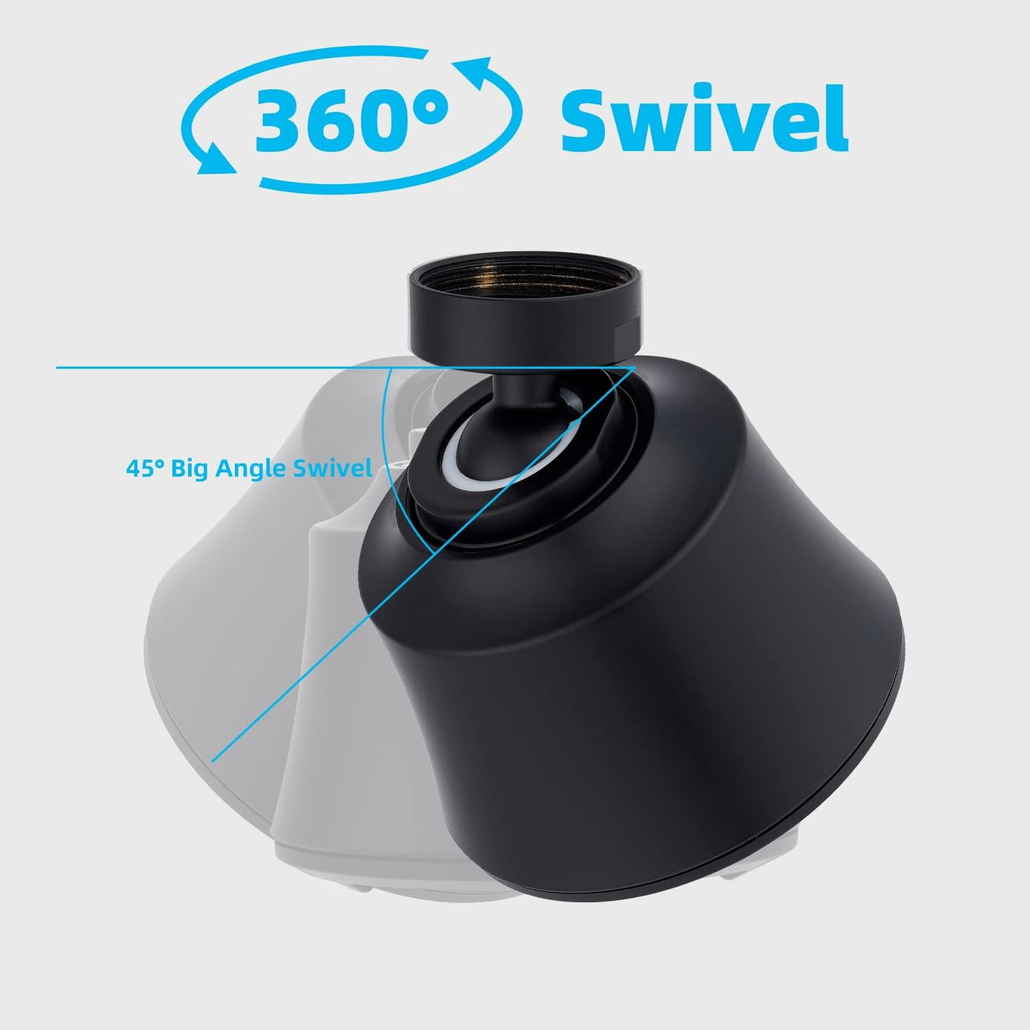Kitchen Sink Faucet Head with Metal Ball Joint, 360° Swivel Faucet Sprayer Head, Big Angle Faucet Aerator Adapter 55/64-27UNS Female Thread, 4 Spray Modes, Extra Metal Adapters, Matte Black