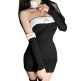 thumbnail image 2 of Seyurigaoka Women Sexy Trendy Outfit, Plush Tube Dress + Sleeves + Fluffy Choker for Bar Party, 2 of 10