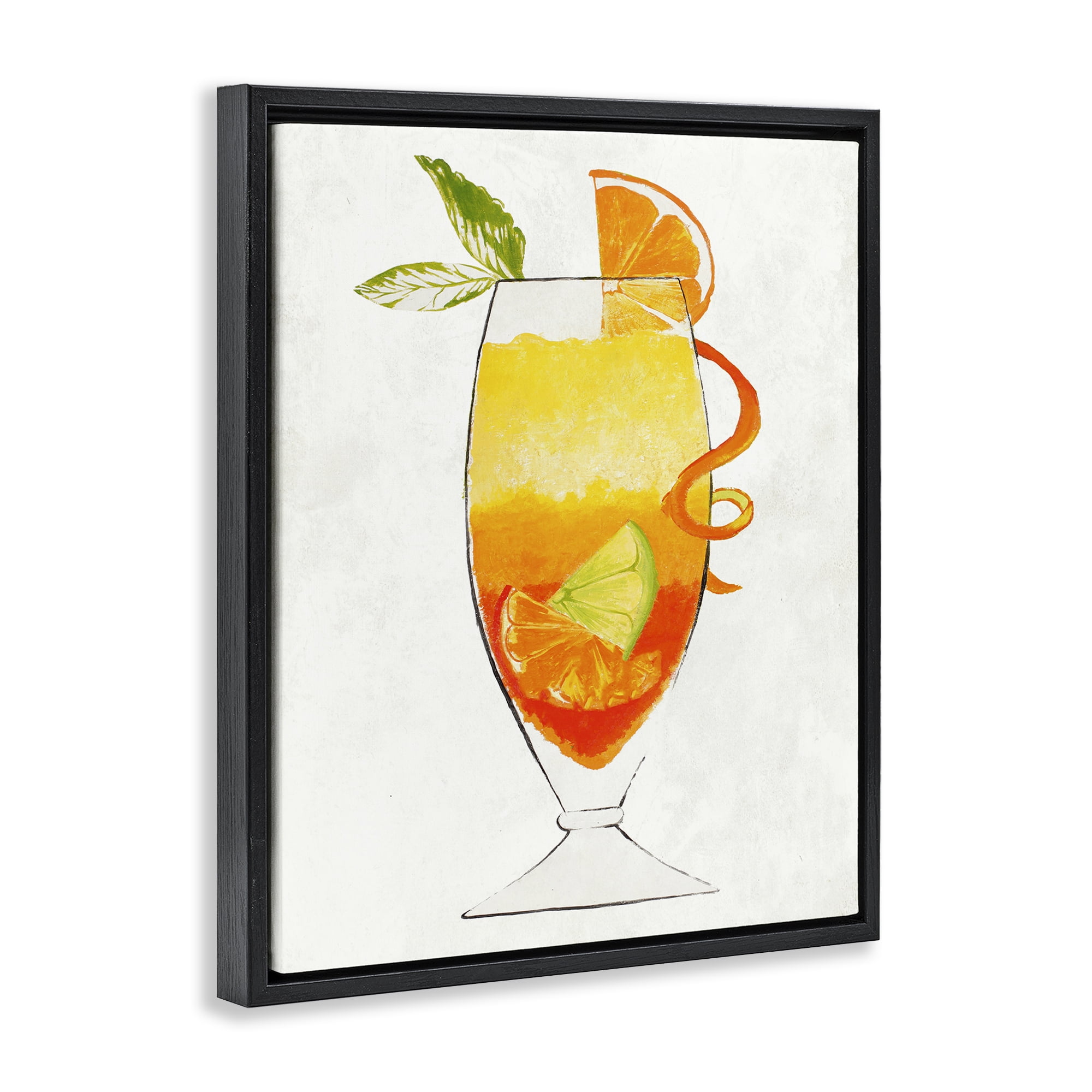 Stupell Industries Summer Cocktail Orange Fruit Black Framed Floater Canvas Wall Art, design by Lorenzo Collective