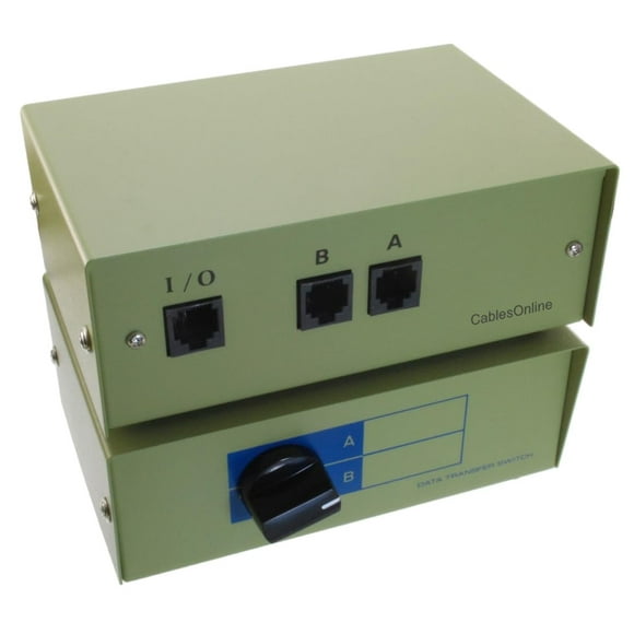 Cablesonline Caja De Interruptor Manual Giratorio De Metal A/B Rj45 De 2 Vías (Sb-034)