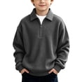 thumbnail image 3 of akafmk Kids Quarter Zip Pullover Sweatshirts Boys Waffle Knit Long Sleeve Shirts Collared Loose Casual Tops Fall Winter Clothes, 3-14Y, 3 of 7
