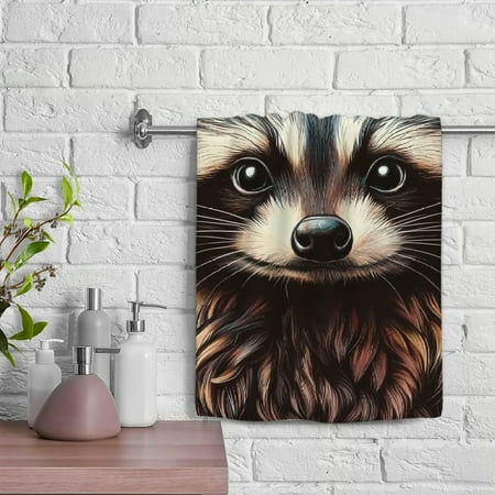 

ZFLMY Raccoon Crown Floral Soft Bath Towel Absorbent Hand Towels 100% Polyester Microfiber Funny Kitchen Towels for Kitchens Bathrooms Showers 29.5x13.8 inches 29.5x13.8in