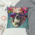 thumbnail image 2 of Skull with Glasses and Butterflies' Abstract Throw Lumbar Cushion Pillow Cover for Living Room, Sofa, 2 of 5