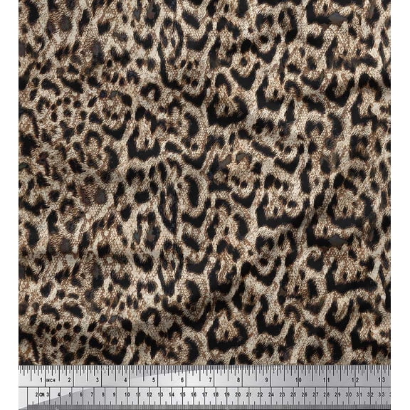 Soimoi White Rayon Fabric Leopard Animal Skin Decor Fabric Printed Yard 58 Inch Wide