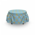 thumbnail image 3 of Cartoon Ottoman Cover, Movie Night Theme Pop Corn, 2 Piece Slipcover Set with Ruffle Skirt for Square Round Cube Footstool Decorative Home Accent, Standard Size, Mustard and Pale Blue, by Ambesonne, 3 of 5