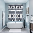 thumbnail image 3 of Dark Blue Boho Kitchen Curtains Sets for Windows 24 Inch Length, Farmhouse Neutral Abstract Geometric Rod Pocket Window Treatments Tier Curtains and Valances Set for Bedroom/Bathroom, 3 of 8