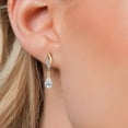 thumbnail image 3 of Gem Stone King 1.48 Cttw 925 Silver and 10K Yellow Gold Lab Grown Diamond Dangle Earrings for Women | Pear Shape 8X5MM | DEF Color | VVS-VS Clarity, 3 of 6