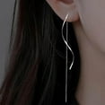 thumbnail image 2 of Vintage Spiral Chain Threader Earrings Long Swirl Wire Tassel Earrings Gold Bar Drop Chain Earrings Geometric Pull Through Earrings Jewelry for Women, 2 of 14