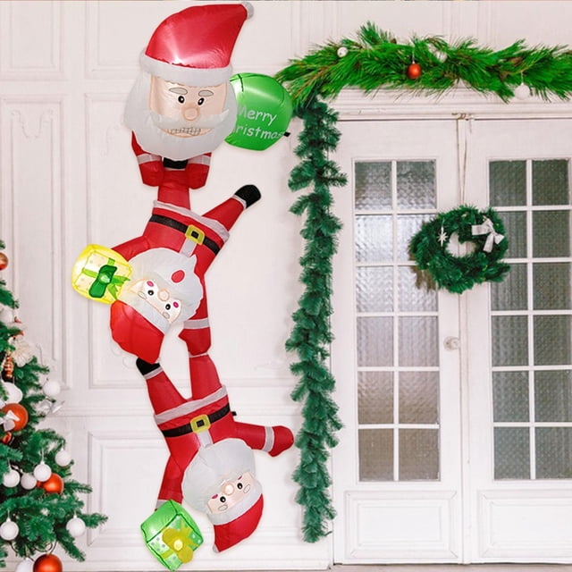 Inflables navideños de Papá trepador, decoraciones navideñas para exteriores, adornos navideños de 2,4 m, accesorios fotográficos para ventanas