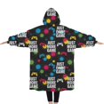 thumbnail image 2 of Oversized Wearable Blanket Hoodie,Multicolor Controllers Games Icons Black Pattern Sherpa Blanket Hoodie with Super Pockets,Super Warm Fuzzy Pullover for Women & Men, 2 of 6