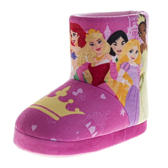 Disney Princess Slippers Booties Belle, Snow White, Jasmine, Cinderella, Ariel House Slippers for Girls (Toddler Little Kids), Pink, Size: 5 6