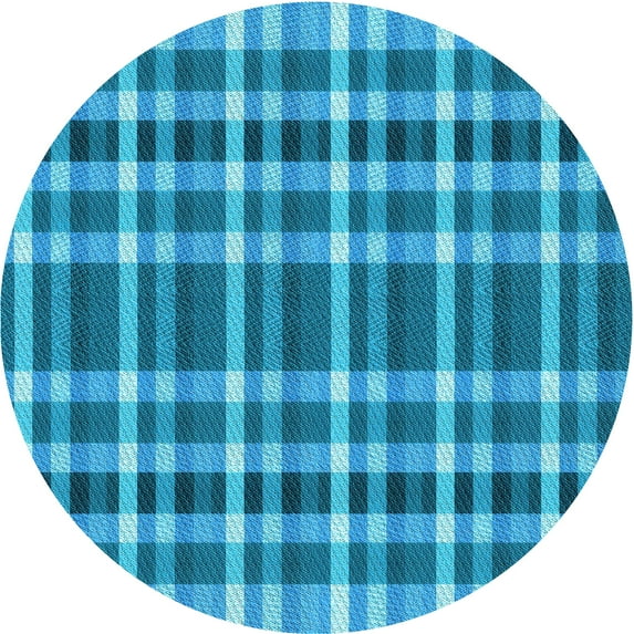 Ahgly Company Machine Washable Indoor Round Transitional Bright Turquoise Blue Area Rugs, 7' Round