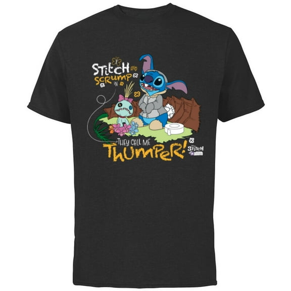 Disney 100 Stitch in Costume Bambi They Call Me Thumper - Short Sleeve Cotton T-Shirt for Adults - Customized-Black