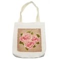 thumbnail image 1 of Rose Tote Bag, Pink Bouquet of Roses Retro Design Nature Love Romance Theme Grunge Display, Cloth Linen Reusable Bag for Shopping Books Beach and More, 16.5" X 14", Cream, by Ambesonne, 1 of 2