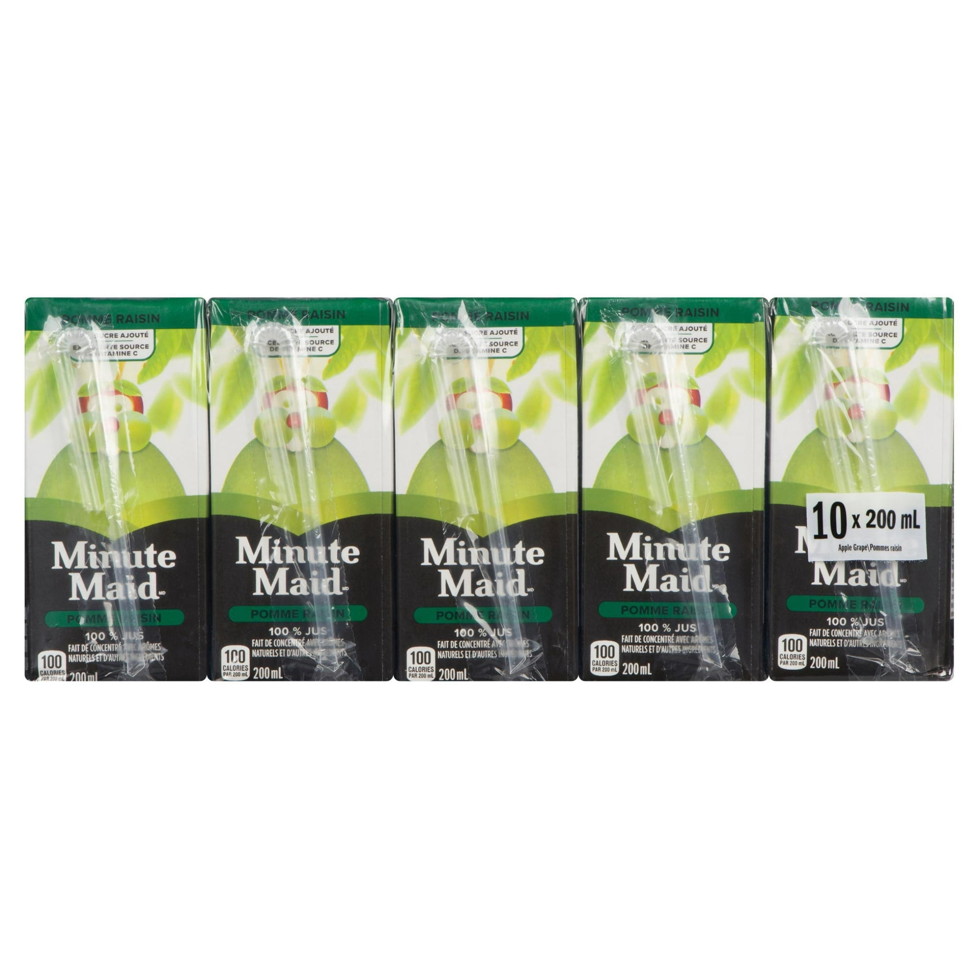 Minute Maid 100% Apple Grape Juice 200mL carton, 10 pack