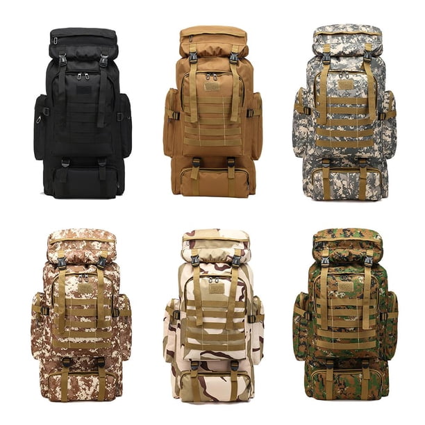 Mochila impermeable de 80 l para entrenamiento, senderismo, bolsa Molle (camuflaje del desierto)