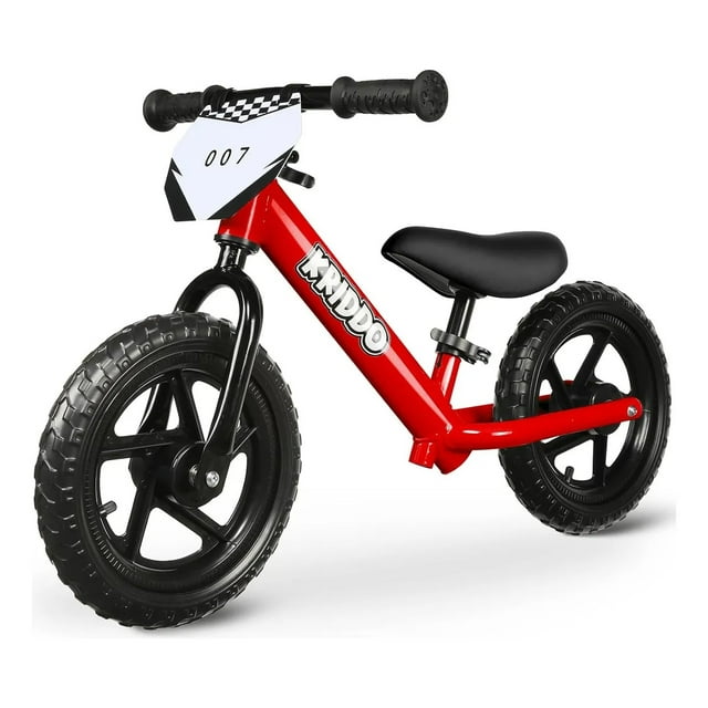 Bicicleta De Equilibrio/Empuje Kriddo Roja – Sin Pedales – La Mejor Forma de Aprender a Montar – Manillar y Asiento Ajustables