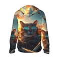 thumbnail image 2 of Picia Cool Cat Driving Sunset Women's Men's UPF 50+ Sun Protection Hoodie Shirt Long Sleeve SPF Fishing Outdoor UV Hiking Lightweight Shirts-Large, 2 of 9