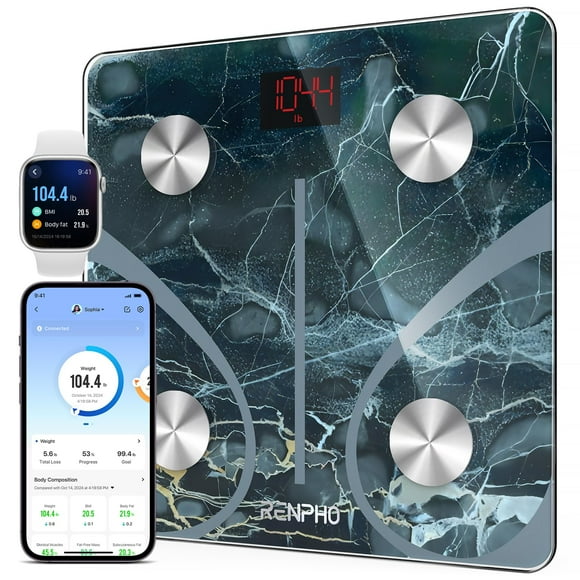 Báscula digital RENPHO para baño, IMC, Bluetooth, 180 kg