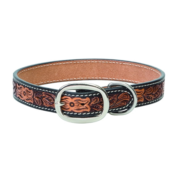Weaver Pet Floral Tooled Dog Collar: Stylish & Durable 3/4" x 13"