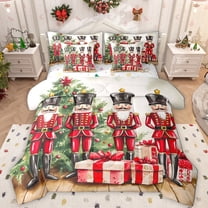 Manfei Vintage Cartoon Nutcracker 7-Piece Twin Bedding Sets,Teen Christmas Gifts Bedding Comforter Set,Happy New Year Sheet Sets For Kids,Luxury Bedroom Decor Reversible