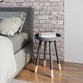 thumbnail image 5 of Lavish Home Mid-Century Modern Round End Side Table with Tray Top – Living Room, Bedside & Decor, Gray, 5 of 7