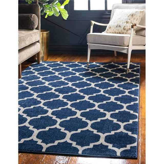 Unique Loom 3128494 Tapis Rectangulaire Philadelphia Treillis 4 x 6 Pi, Bleu Marine