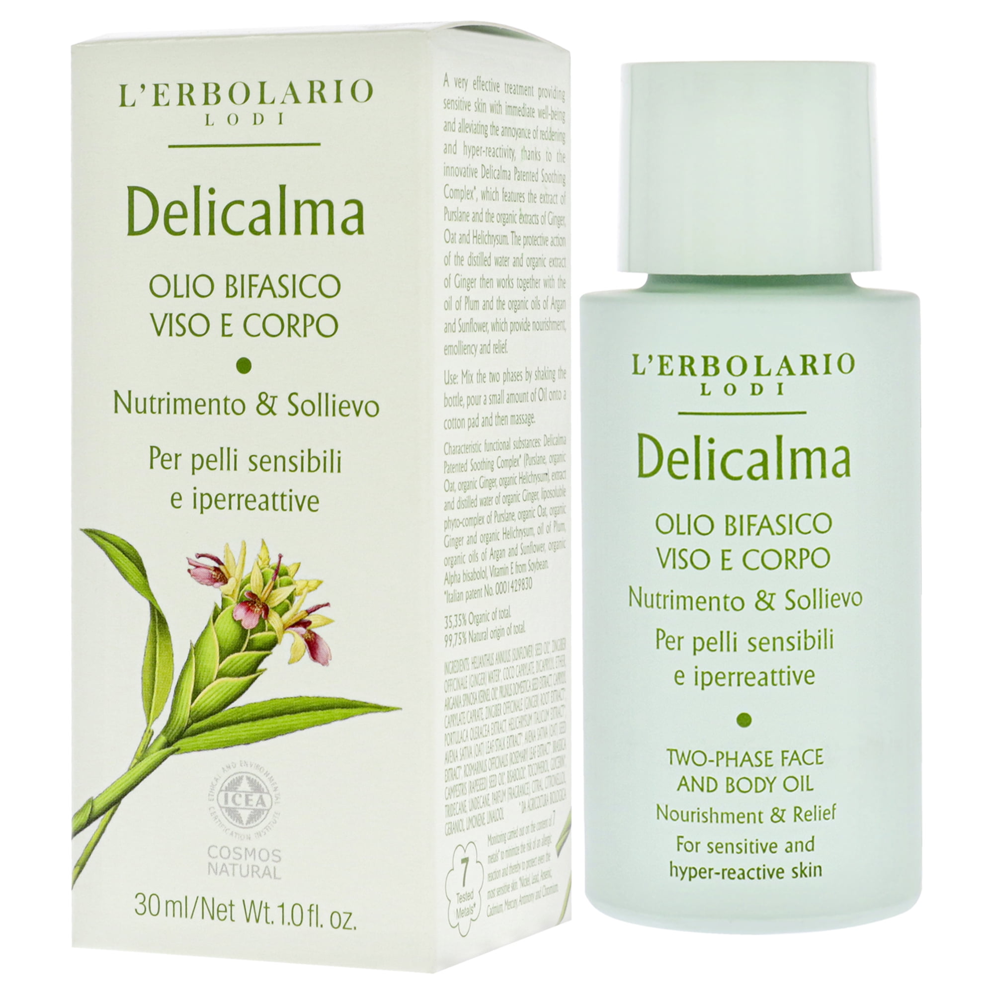 LErbolario Delicalma Two-Phase Face and Body Oil , 1 oz Oil