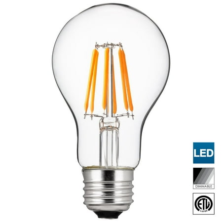 

Sunlite LED Edison-Style A19 Bulb 5 Watt (40W Equivalent) Clear Dimmable 5000K Super White